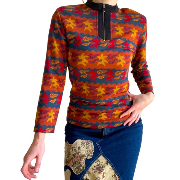Versace Tops - VERSACE vintage 1980’s sweater with padded shoulders and iconic pattern